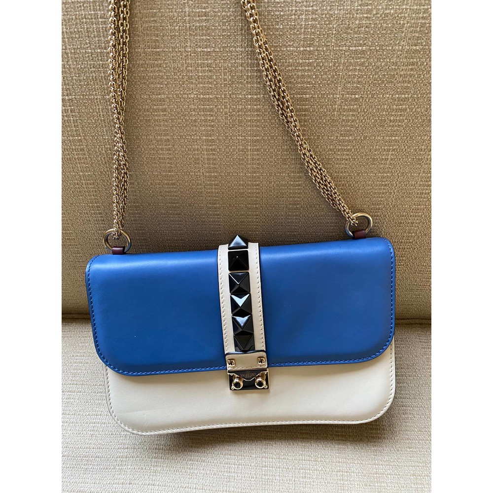 Valentino Tri Color Leather Rockstud Glam Lock Flap Women's Mini Shoulder Bag